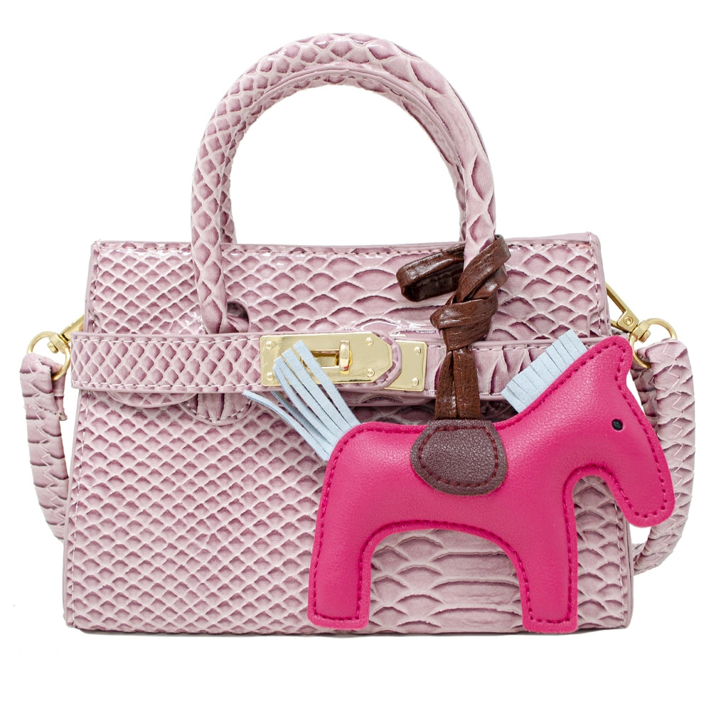Crocodile Pony Handbag Pink