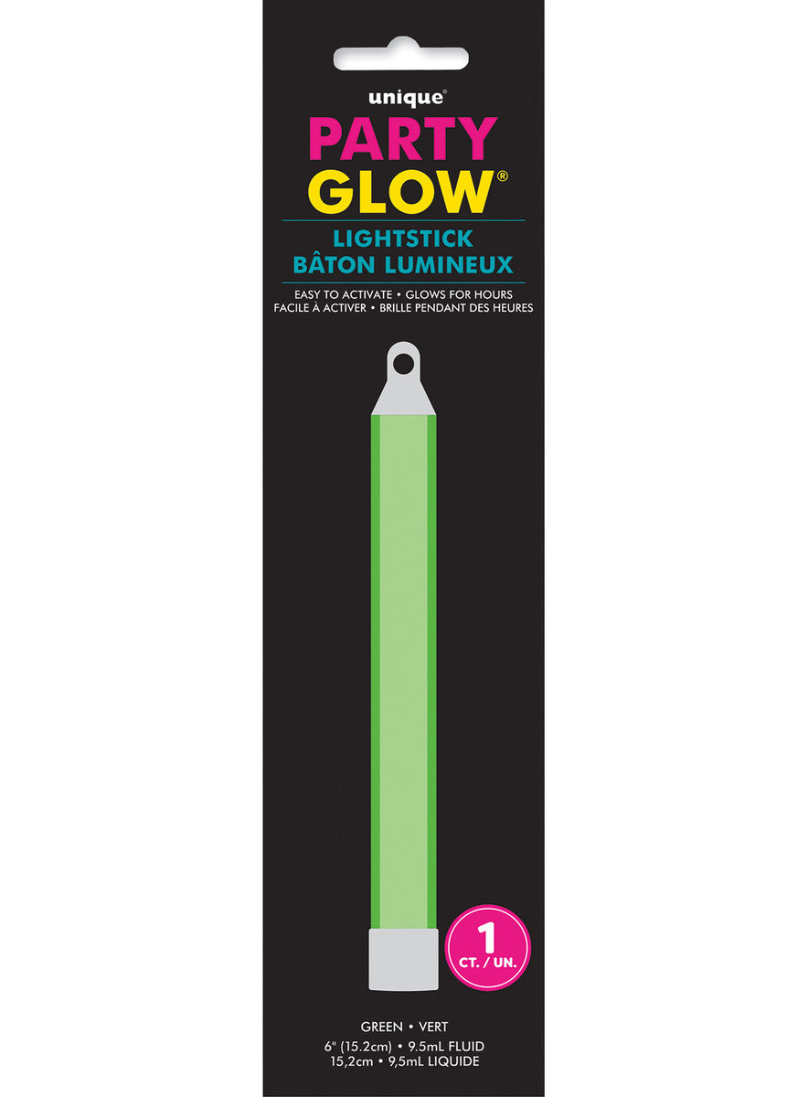 Glow Light Stick Green 6" Individual