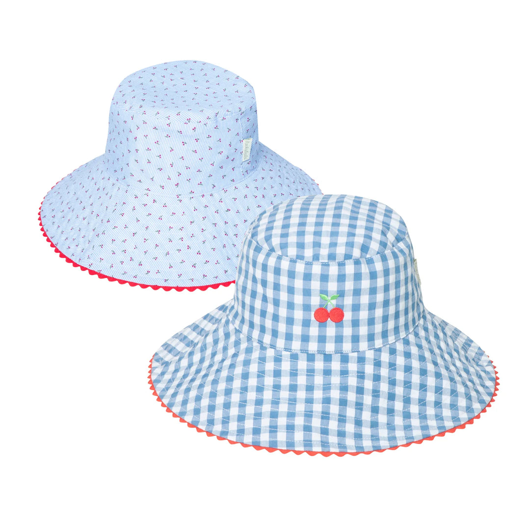 Cherry Gingham Reversible Sun Hat 3-6Yr