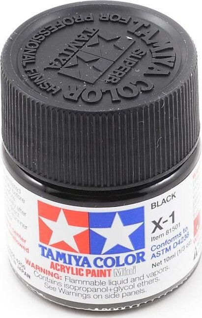 Tamiya X-1 Acrylic Mini Black Acrylic Paint (10ml)