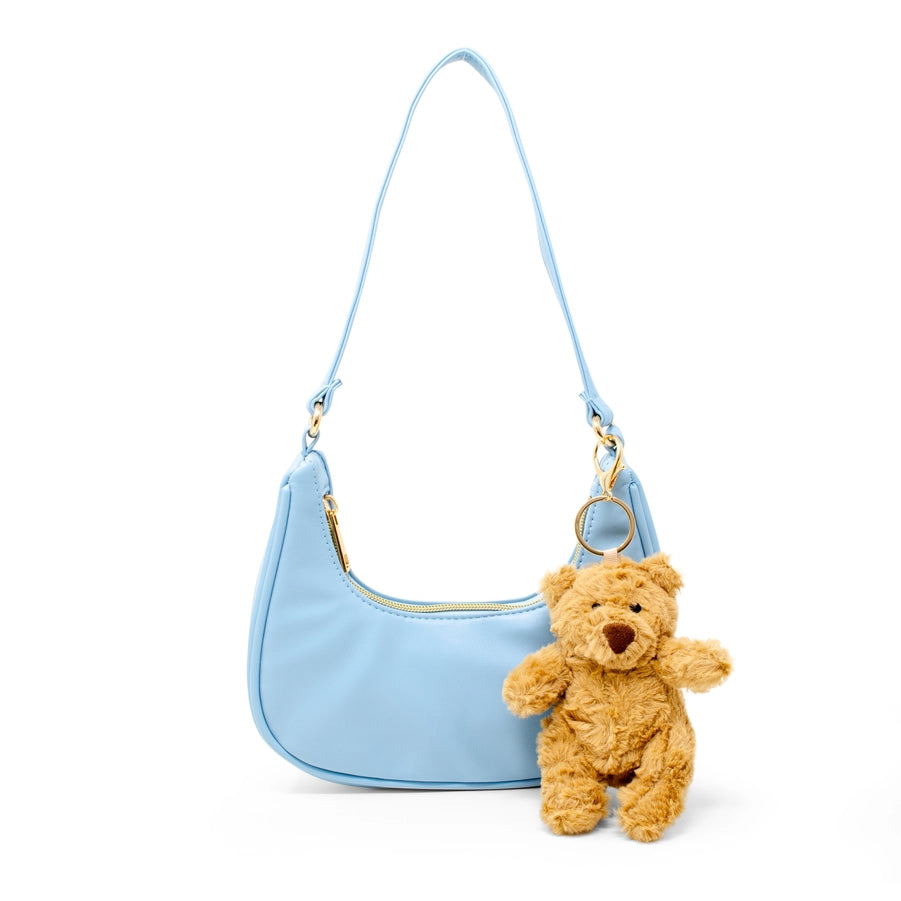 Blue Teddy Bear Charm Shoulder Bag
