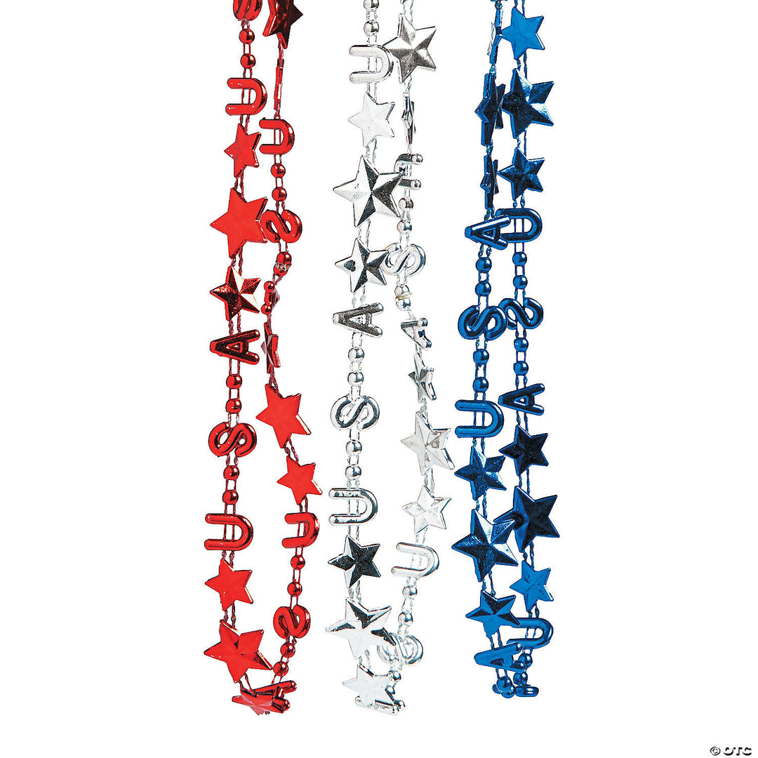 Patriotic Mardi Gras Bead Necklaces Individual