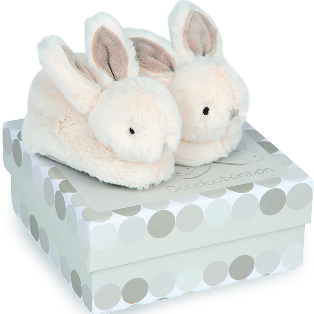 Tan Bunny Booties With Rattle