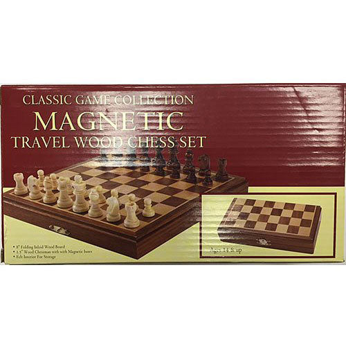 Travel Magnetic Wood Chess Set, 8"
