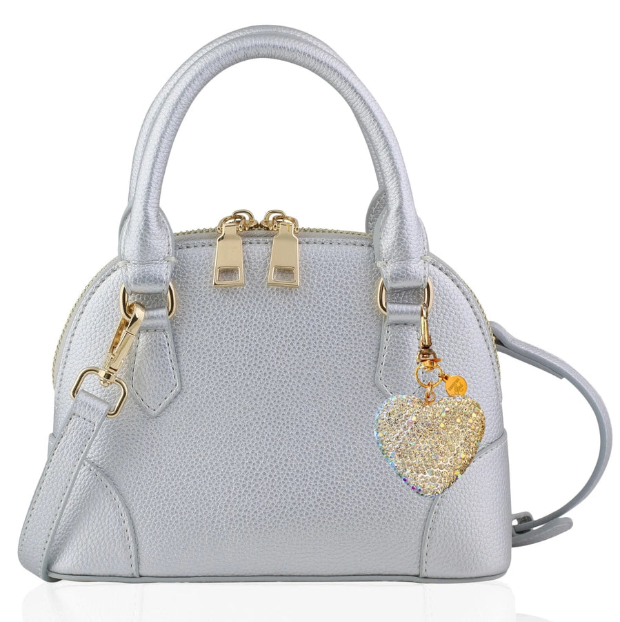 Silver Charlotte Pleather Heart Purse