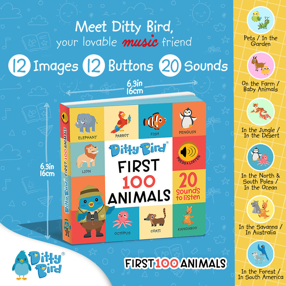 Ditty Bird - First 100 Animals Sound Book