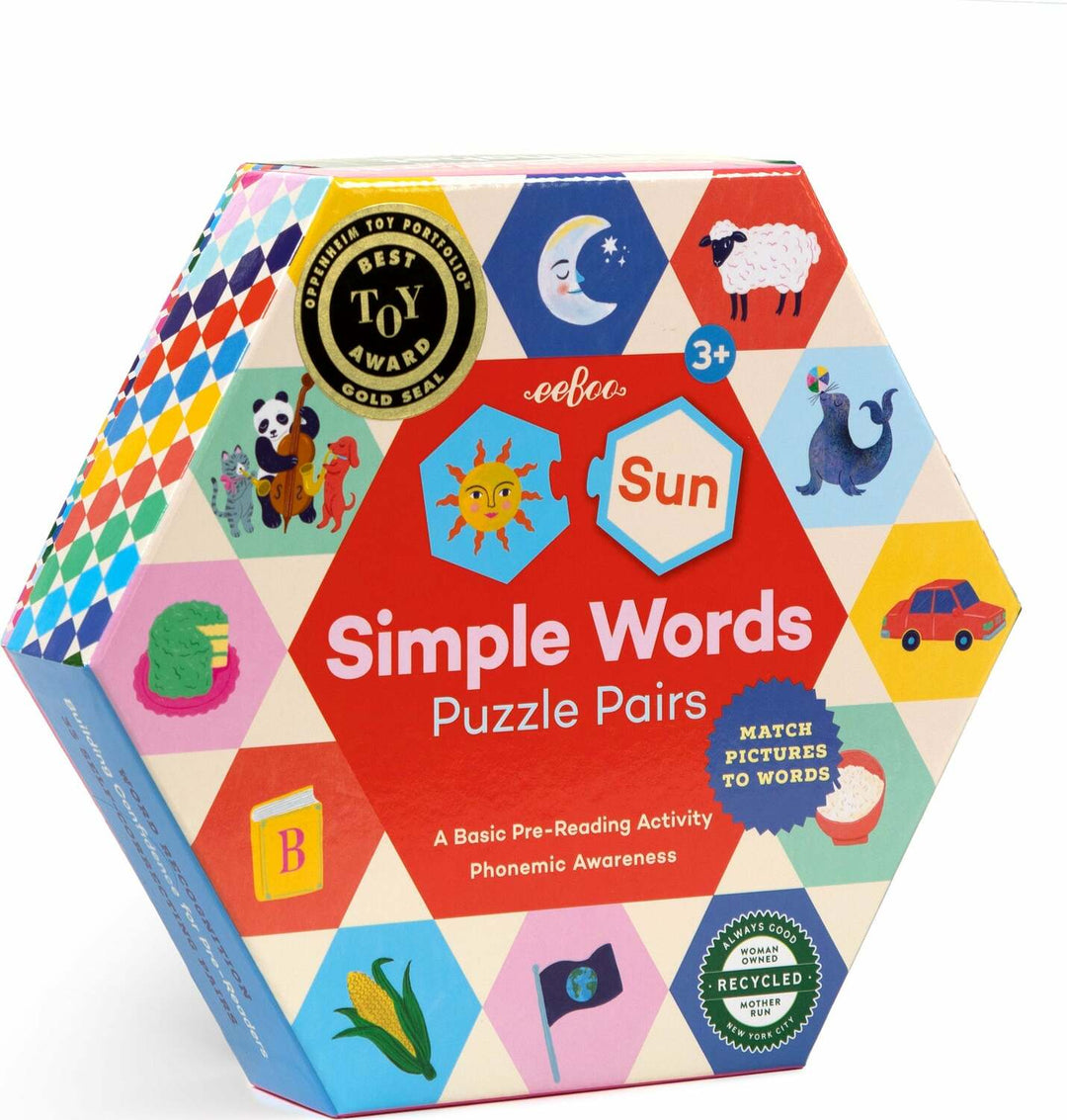 Simple Words Hexagon Puzzle Pairs