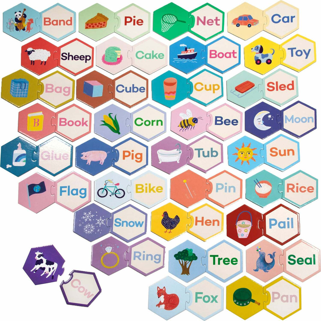 Simple Words Hexagon Puzzle Pairs