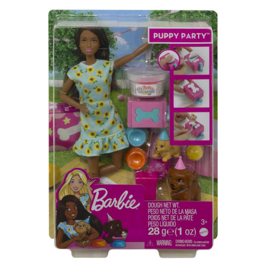 Barbie Doll Brunette And Puppy Party Playset