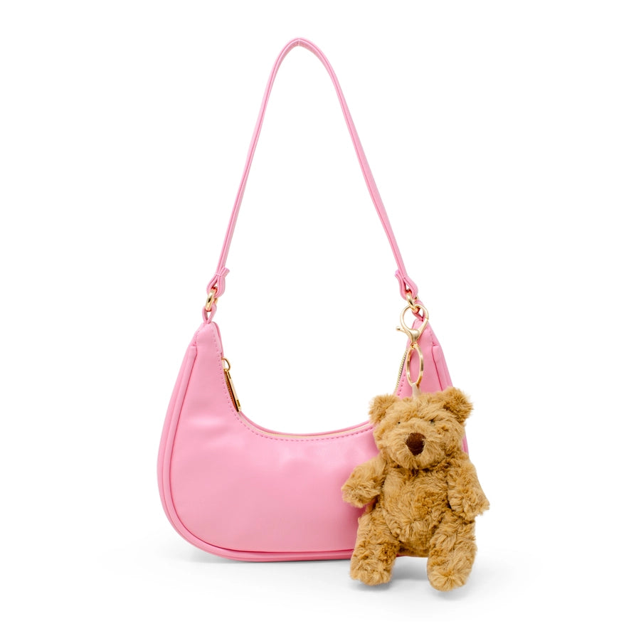 Pink Teddy Bear Charm Shoulder Bag