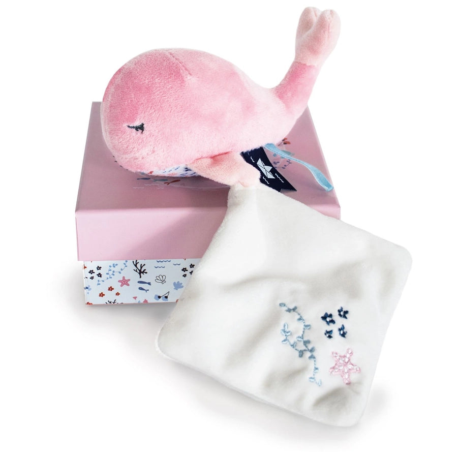 Under the Sea: Pink Whale Plush with Doudou blanket
