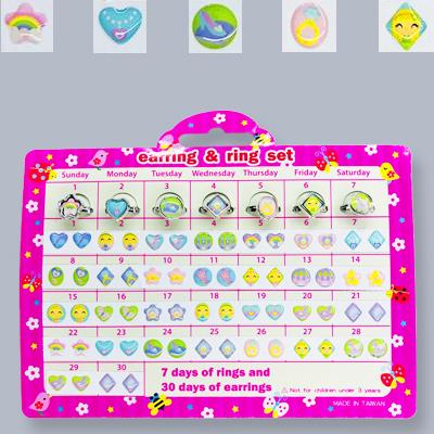 7 Day Princess Sticker Earring/Ring Set