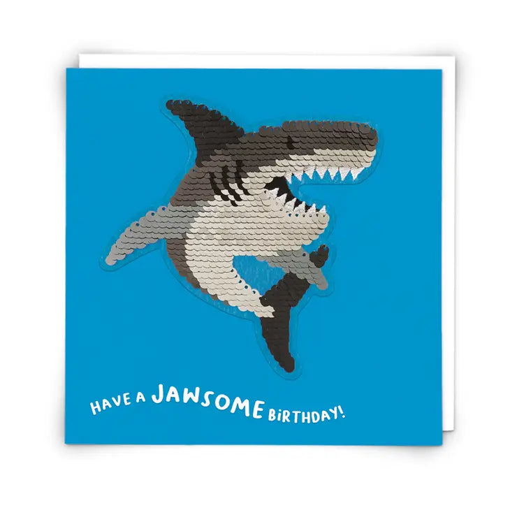 Sequin Shark Card W/Patch