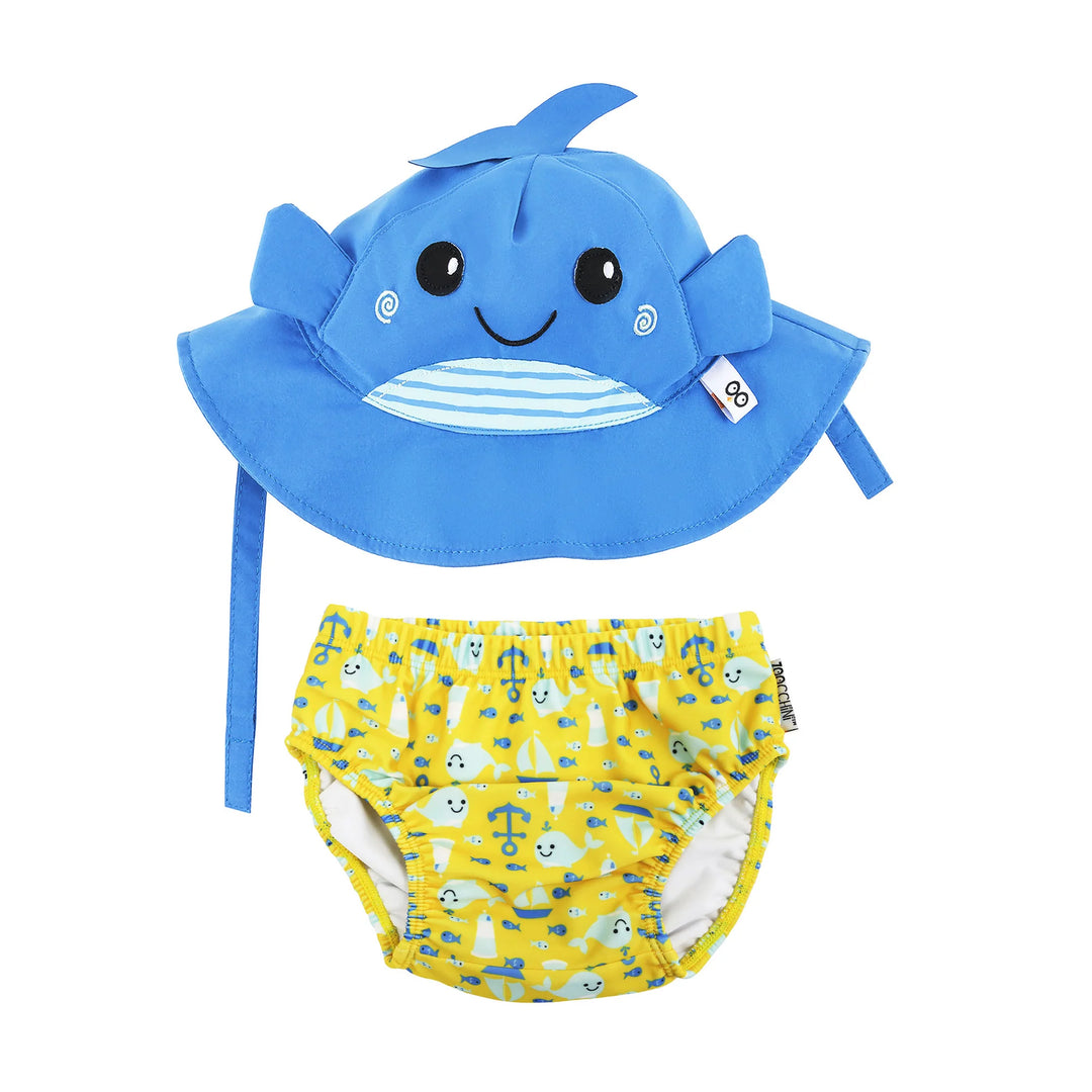Willy Whale Swim Diaper & Sunhat 6-12Mo