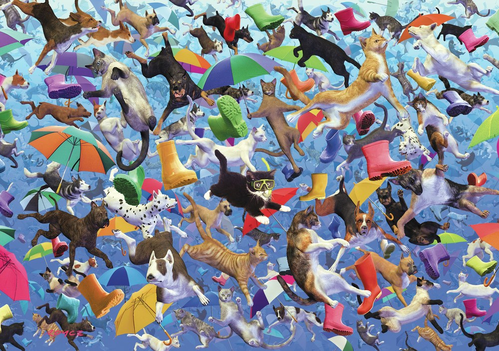 Raining Cats and Dogs 250 pc Wooden Puzzle