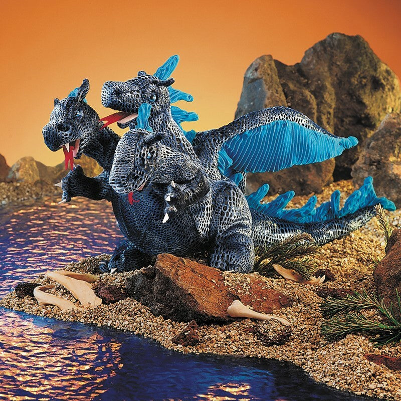 Dragon, Three-Headed - Blue Hand Puppet