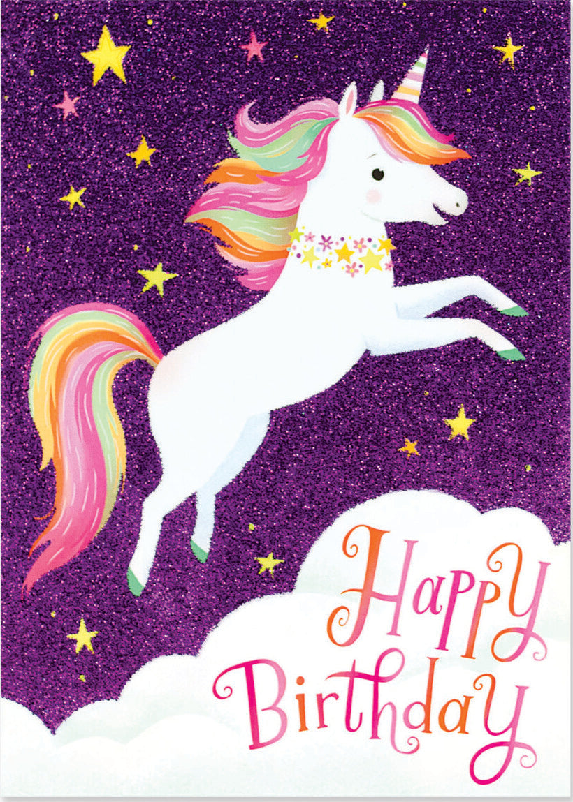 Flying Unicorn Glitter Card