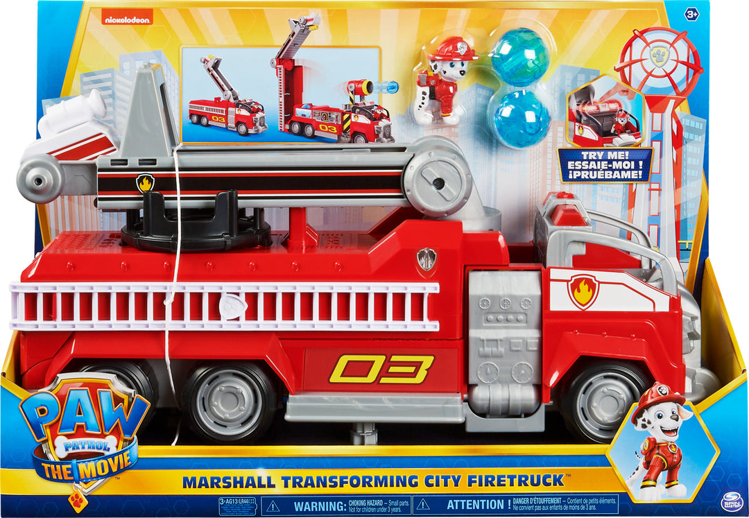 PAW Patrol Marshall’s Transforming Movie City Fire Truck with Extending Ladder