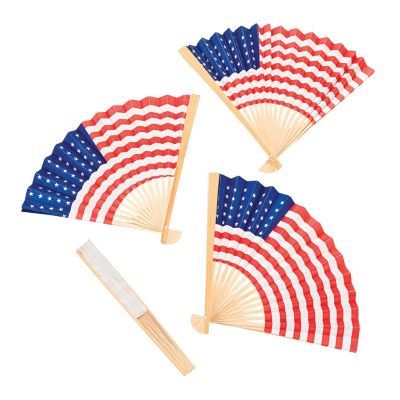 American Flag Paper Fan Wooden