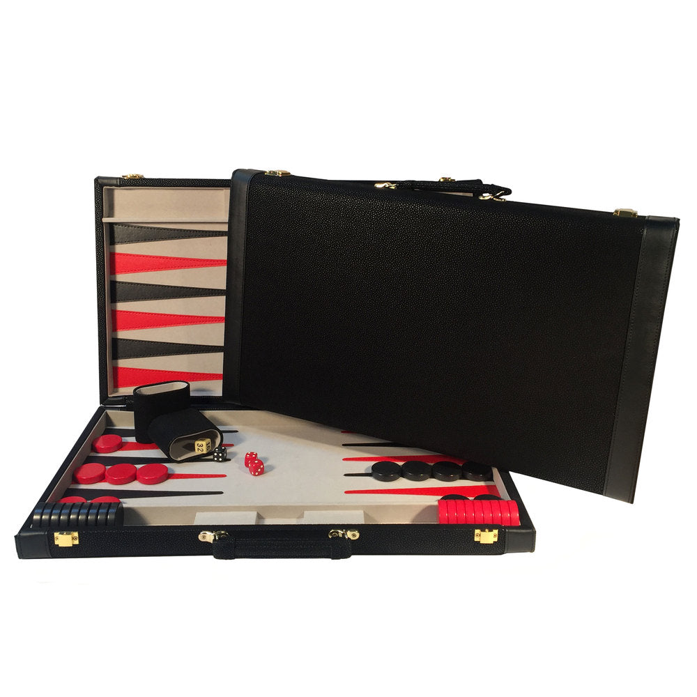 Black Suede Backgammon Set 21"