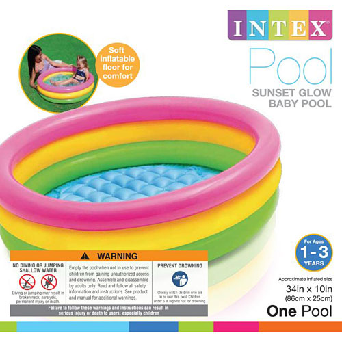 Intex Baby Pool 34" X 10" Sunset Glow 3 Rings Age 1-3