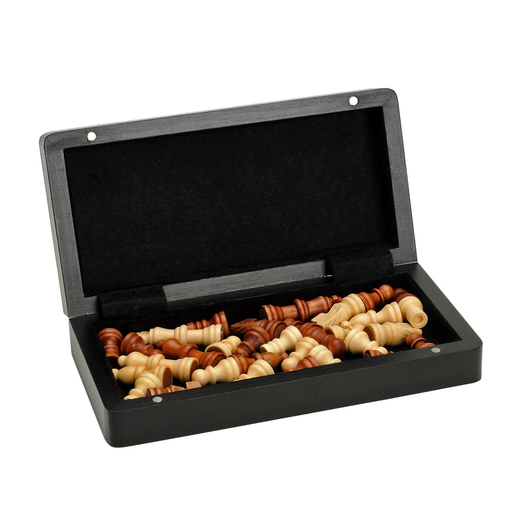 8" Travel Magnetic Black Wood Chess Set