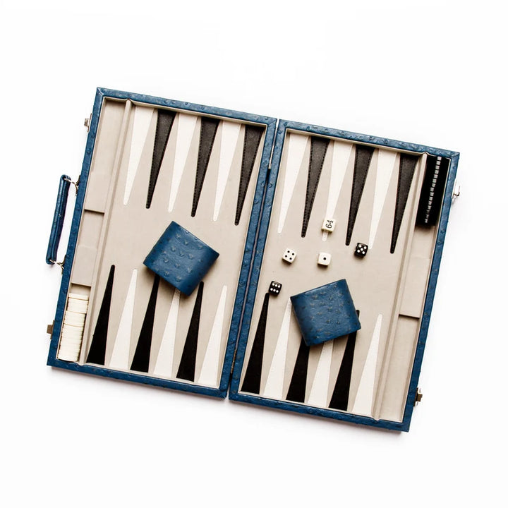 Blue Ostrich Backgammon Set