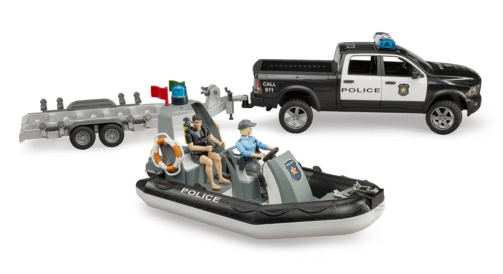 Ram Pickup Police With Boat & Figures