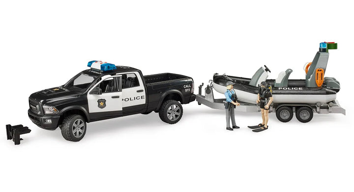 Ram Pickup Police With Boat & Figures