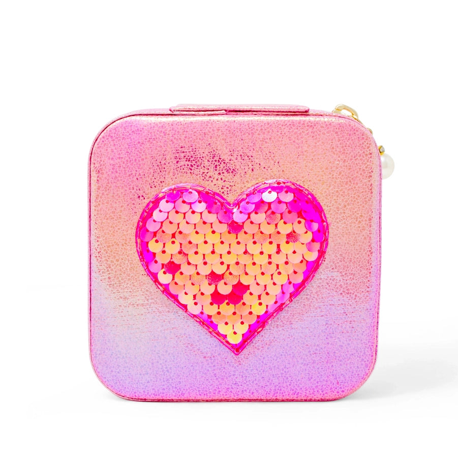 Hot Pink Sequin Heart Jewelry Box