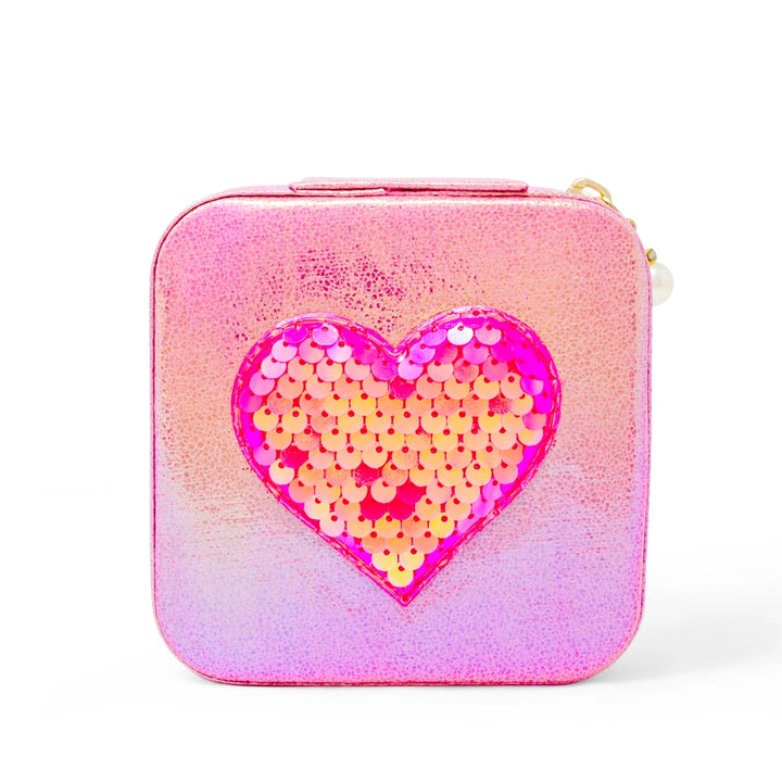 Hot Pink Sequin Heart Jewelry Box