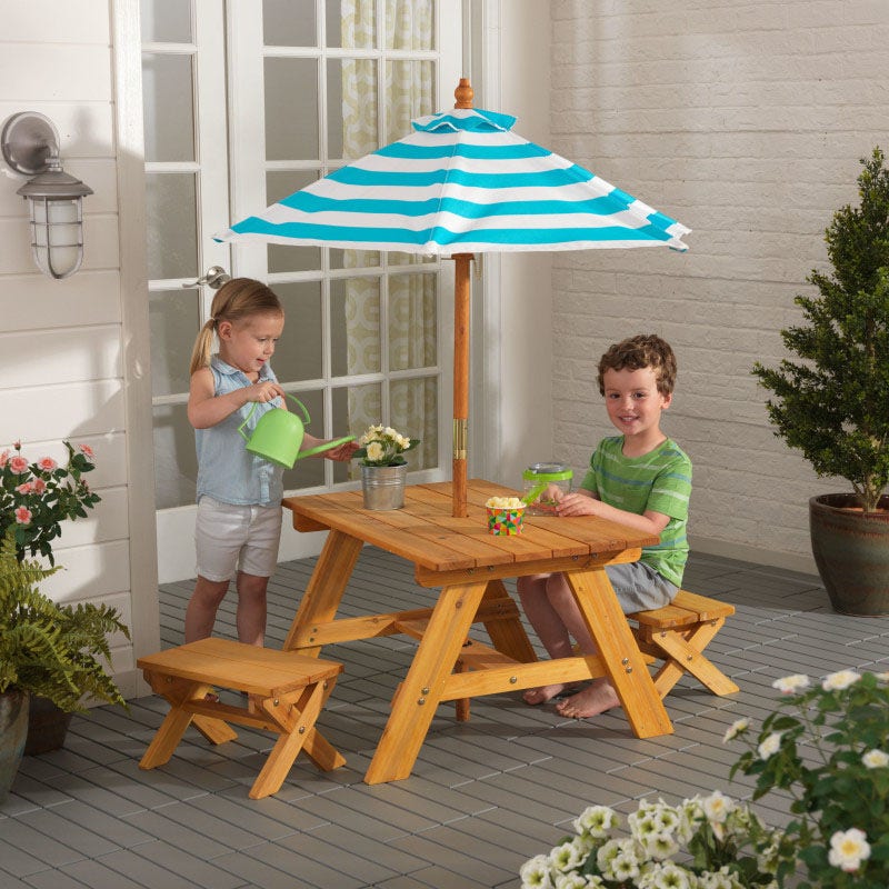 Outdoor Table W/ Benches/Umbrella Assembled *Local Pickup/Delivery only