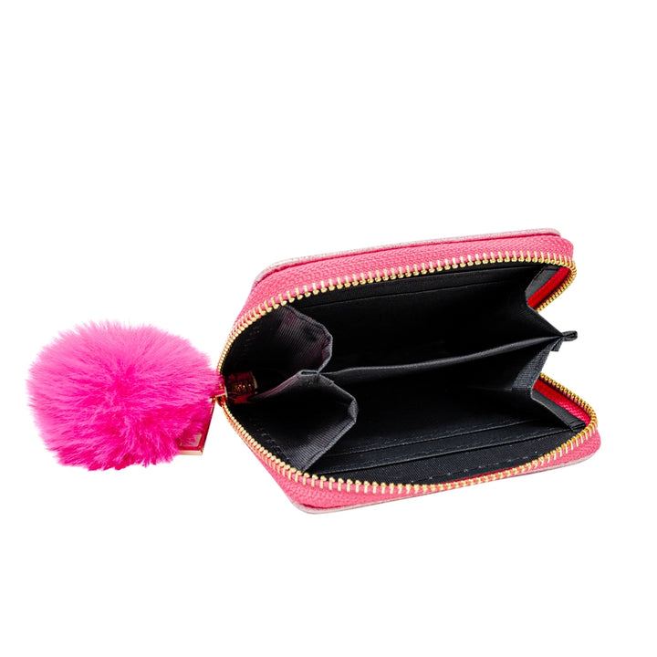 Shiny Hot Pink Heart Wallet Dotted