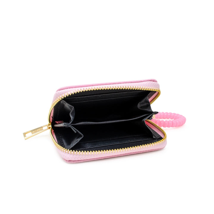 Pink Sequin Heart Spiral Wrap Wallet