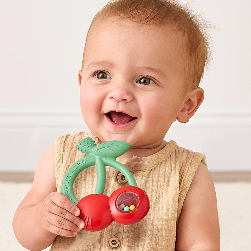 Bitsy Shake Silicone Rattle Teether Cherry