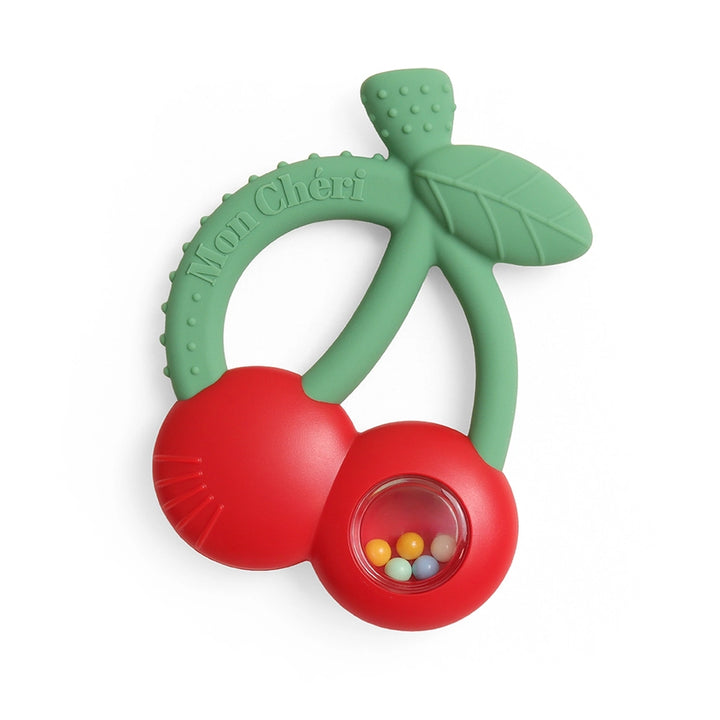 Bitsy Shake Silicone Rattle Teether Cherry