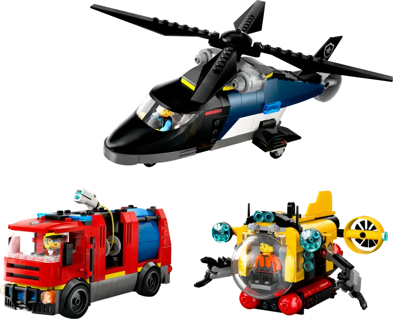 LEGO® City Helicopter; Fire Truck & Submarine