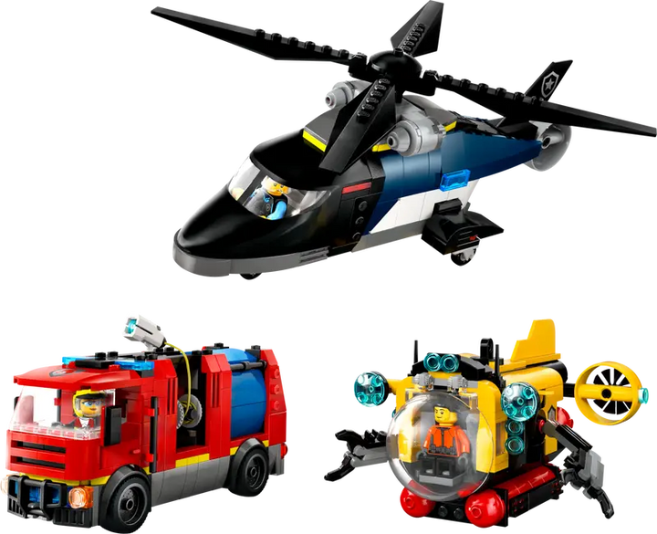 LEGO® City Helicopter; Fire Truck & Submarine