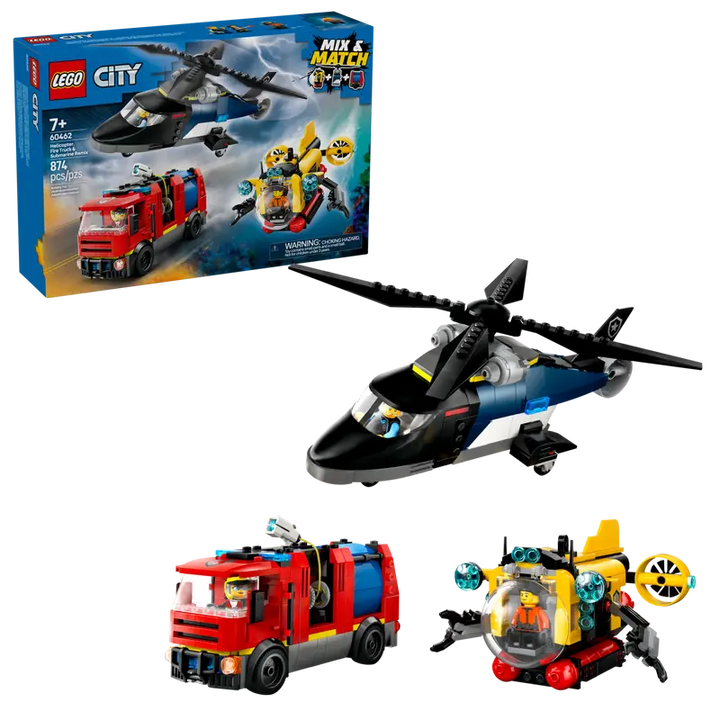 LEGO® City Helicopter; Fire Truck & Submarine