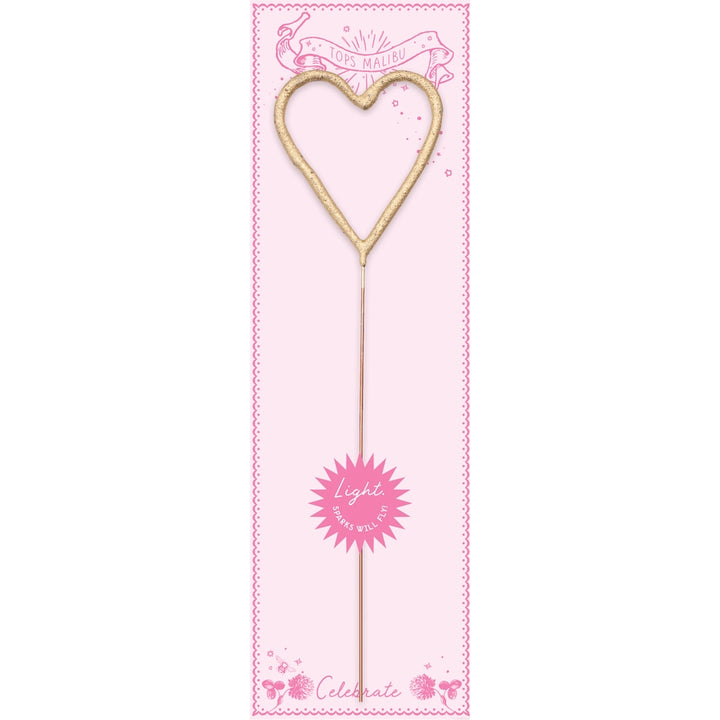 Big Gold Heart Sparkler Wand 8"