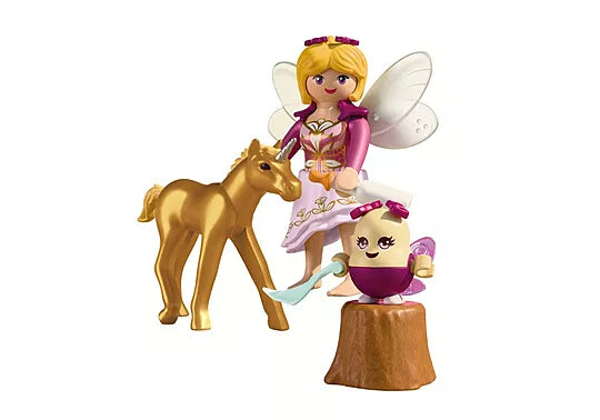 Golden Unicorn Foal W/Fairy