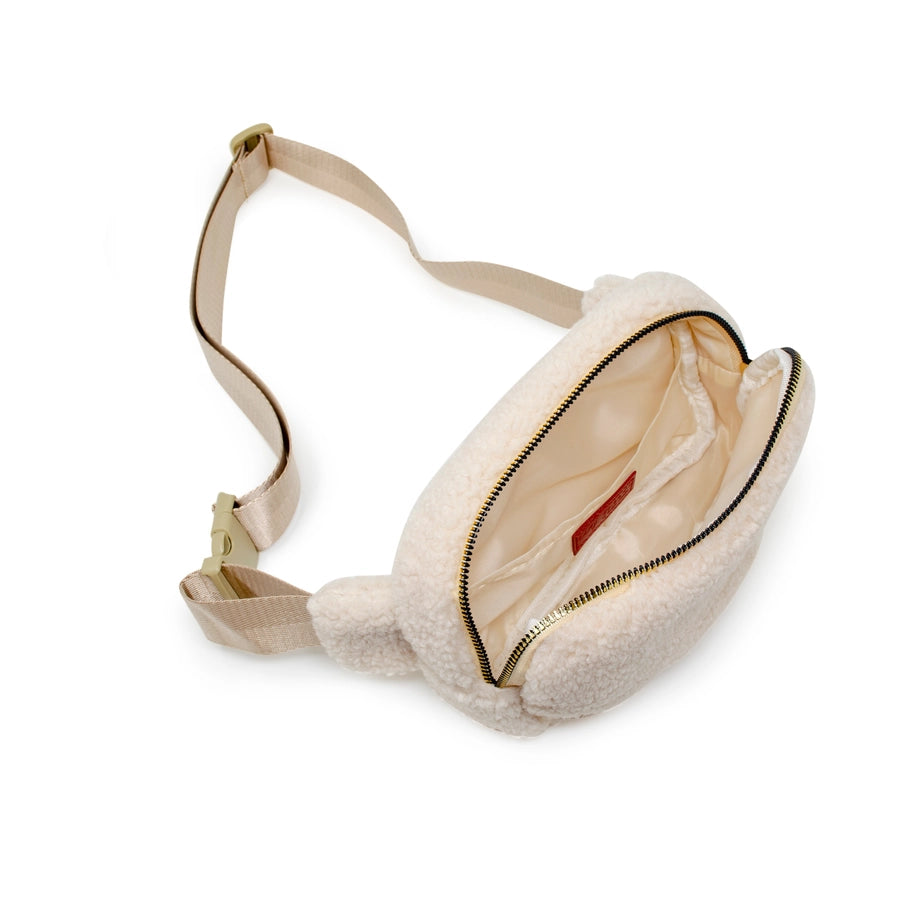 Beige Fuzzy Crossbody Sling Bag