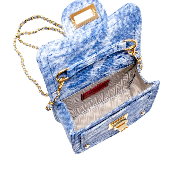 Tie Dye Quilted Denim Handbag Blue