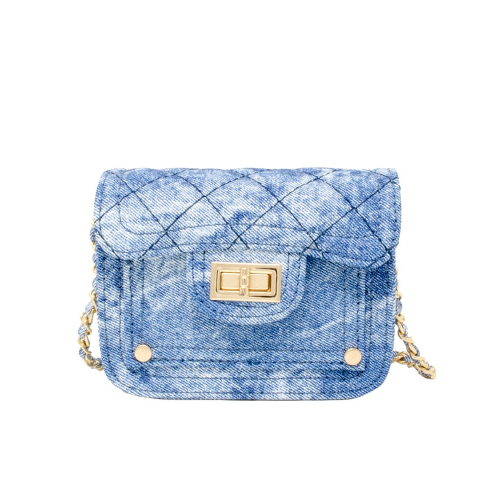 Tie Dye Quilted Denim Handbag Blue