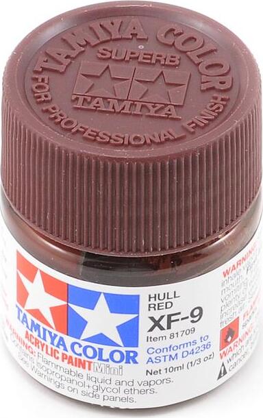 Tamiya XF-9 Flat Hull Red Acrylic Paint (10ml)