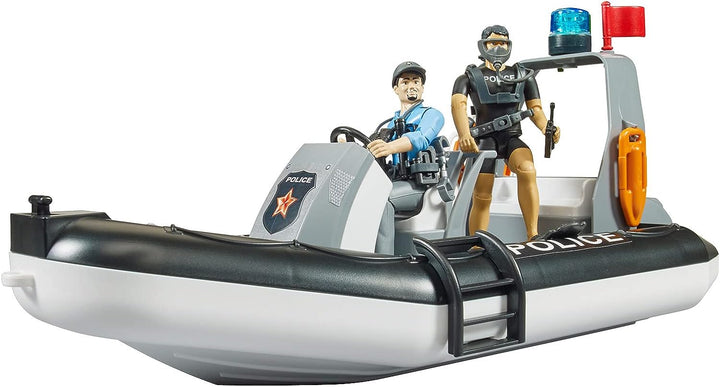 bworld Police boat with rotating beacon light, 2 figures and accessories