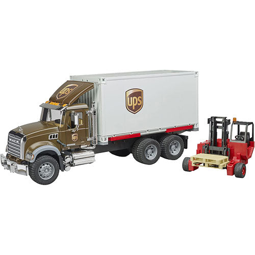 Bruder 02828 MACK Granite UPS logistics truck with forklift