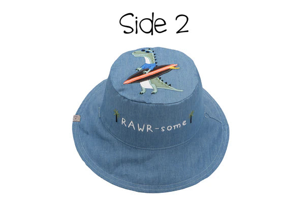 Reversible Dino/Surfer Med 2-4 Sunhat