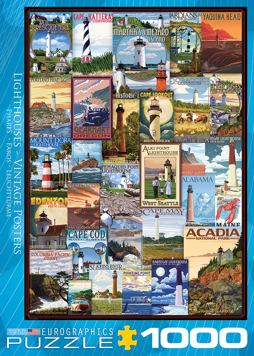 Lighthouses Vintage Posters 1000-piece Puzzle