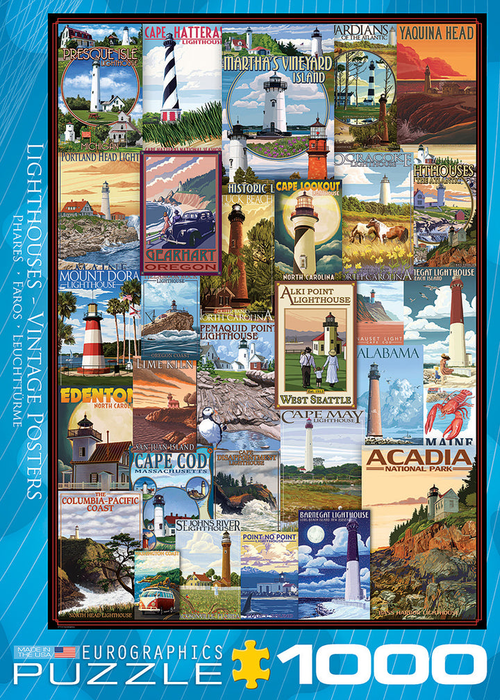 Lighthouses Vintage Posters 1000-piece Puzzle